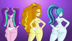 Size: 6400x3600 | Tagged: suggestive, artist:scobionicle99, color edit, derpibooru import, edit, adagio dazzle, aria blaze, sonata dusk, human, equestria girls, adagio dat-azzle, arse-ia blaze, ass, bikini, breasts, busty adagio dazzle, butt, buttcrack, clothes, colored, female, females only, g4, high ponytail, hips, huge butt, image, large butt, long hair, pigtails, png, ponytail, sexy, sideboob, sonata donk, swimsuit, the ass was fat, the dat-azzlings, the dazzlings, thick, thighs, thunder thighs, twintails, white bikini, white swimsuit, wide hips