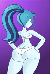Size: 2688x3966 | Tagged: suggestive, artist:scobionicle99, color edit, derpibooru import, edit, sonata dusk, equestria girls, ass, bikini, bikini babe, bottom heavy, breasts, butt, buttcrack, chubby, clothes, colored, cropped, female, g4, gradient background, hand on hip, hands on thighs, huge butt, image, large butt, my little pony equestria girls: rainbow rocks, png, ponytail, rear view, sexy, sideboob, solo, solo female, sonata donk, swimsuit, the ass was fat, thick, thighs, thunder thighs, white bikini, white swimsuit, wide hips