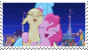 Size: 99x56 | Tagged: safe, derpibooru import, edit, edited screencap, editor:iceofwaterflock, screencap, pinkie pie, princess skystar, classical hippogriff, earth pony, hippogriff, my little pony: the movie, animated, deviantart stamp, duo, female, g4, gif, image, nuzzling, stamp