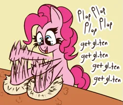 Size: 521x449 | Tagged: safe, artist:xppp1n, derpibooru import, pinkie pie, pony, dough, female, gluten, image, mare, png, simple background, solo