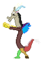 Size: 190x208 | Tagged: artist needed, safe, derpibooru import, discord, animated, desktop ponies, discord shuffle, every day im shuffling, facing left, g4, gif, image, pixel art, shuffle, solo, sprite