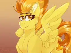Size: 4000x3000 | Tagged: safe, artist:gusty8787, derpibooru import, spitfire, pegasus, pony, female, gradient background, high res, image, mare, png, smiling, solo