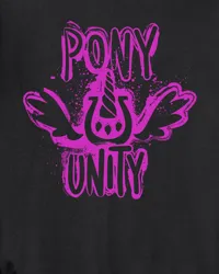 Size: 800x1000 | Tagged: safe, derpibooru import, official, g5, my little pony: make your mark, black background, clothes, crystal, earth pony crystal, image, jacket, jewelry, jpeg, long sleeved shirt, long sleeves, merchandise, neon, pegasus crystal, shirt, simple background, solo, spread wings, unicorn crystal, unity crystals, wings