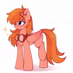 Size: 1024x1024 | Tagged: safe, artist:lerkfruitbat, derpibooru import, oc, unofficial characters only, pegasus, pony, commission, ear fluff, female, flower, flower in hair, goggles, image, jpeg, mare, simple background, solo, white background