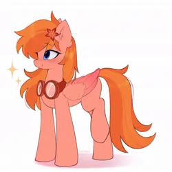 Size: 1024x1024 | Tagged: safe, alternate version, artist:lerkfruitbat, derpibooru import, oc, unofficial characters only, pegasus, pony, commission, ear fluff, female, flower, flower in hair, goggles, image, jpeg, mare, simple background, solo, white background