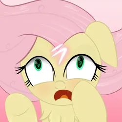 Size: 2048x2048 | Tagged: safe, artist:knife smile, derpibooru import, mean fluttershy, pony, the mean 6, blushing, chest fluff, clone, female, g4, gradient background, heart, heart eyes, high res, image, looking at you, mare, messy mane, open mouth, png, solo, wingding eyes