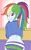 Size: 2030x3307 | Tagged: suggestive, artist:sumin6301, derpibooru import, rainbow dash, equestria girls, g4, 2d, bangs, butt, clothes, female, image, indoors, jacket, jpeg, looking at you, looking back, panties, ponytail, rainbutt dash, smiling, smiling at you, solo, striped panties, striped underwear, stupid sexy rainbow dash, underwear