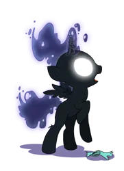 Size: 330x455 | Tagged: safe, artist:sip, derpibooru import, nightmare moon, oc, oc:nyx, alicorn, pony, fanfic:past sins, age progression, age progression imminent, aging, alicorn oc, ethereal hair, fanfic art, female, female oc, filly, filly oc, foal, glow, glowing eyes, glowing horn, growth spell, growth spurt, growth spurt imminent, headband, horn, image, nightmare nyx, older, png, power overwhelming, shadow, simple background, solo, solo female, spread wings, they grow up so fast, this will end in a growth spurt, this will end in age progression, this will end in pain, this will end in tears, this will end in transformation, this will end in trouble, transformation, transformation imminent, transparent background, wardrobe malfunction, wings