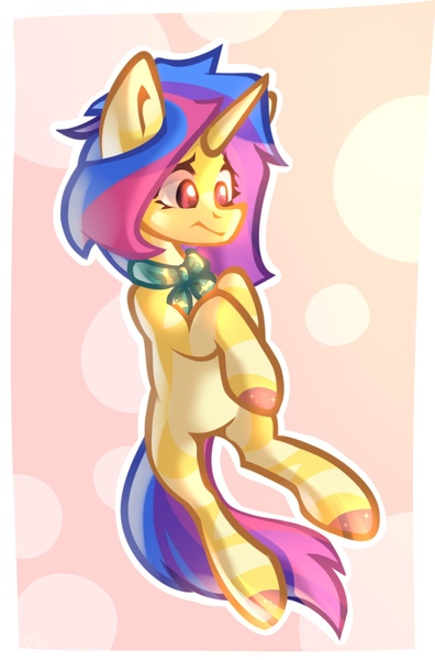 Size: 1040x1577 | Tagged: safe, artist:kingdom, derpibooru import, oc, unofficial characters only, pony, unicorn, abstract background, horn, image, jpeg, passepartout, solo, unicorn oc, yellow coat
