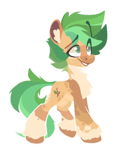 Size: 1373x1600 | Tagged: safe, artist:kingdom, derpibooru import, oc, unofficial characters only, earth pony, pony, brown coat, green mane, green tail, image, jpeg, lineless, simple background, smiling, solo, tail, white background