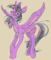Size: 665x788 | Tagged: safe, artist:eyerealm, derpibooru import, twilight sparkle, twilight sparkle (alicorn), alicorn, pony, curved horn, female, g4, horn, image, jpeg, mare, simple background, solo, spread wings, wings