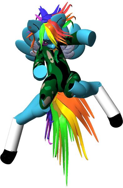 Size: 999x1526 | Tagged: safe, artist:eyerealm, derpibooru import, rainbow dash, pegasus, pony, 3d, clothes, ear piercing, female, g4, gray background, image, jpeg, mare, piercing, pose, punch, simple background, socks, solo