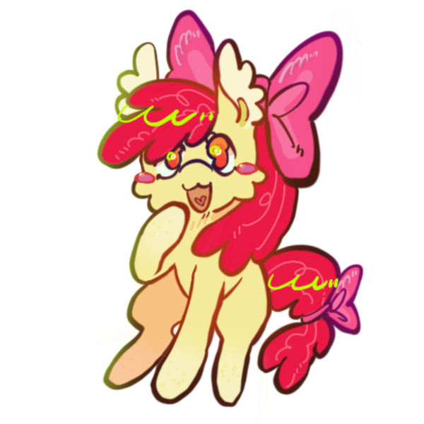 Size: 2048x2048 | Tagged: safe, artist:7redteeths, derpibooru import, apple bloom, earth pony, pony, bow, female, filly, foal, g4, high res, image, open mouth, png, simple background, solo, tail, tail bow, white background