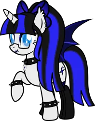 Size: 3000x3803 | Tagged: safe, artist:thunderboltx33, ponerpics import, oc, oc:coldlight bluestar, unofficial characters only, bat pony, pony, clothes, female, glasses, image, mare, png, socks