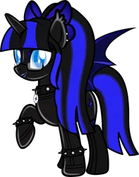 Size: 3000x3803 | Tagged: safe, artist:thunderboltx33, ponerpics import, oc, oc:coldlight bluestar, unofficial characters only, bat pony, pony, female, glasses, image, latex, latex suit, lipstick, mare, png