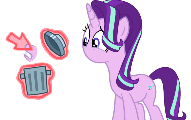Size: 1278x803 | Tagged: safe, artist:brightstar40k, derpibooru import, starlight glimmer, unicorn, cursor, female, g4, horn, image, mouthless, png, simple background, solo, transparent background, trash can