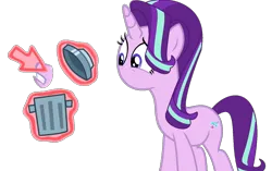 Size: 1278x803 | Tagged: safe, artist:brightstar40k, derpibooru import, starlight glimmer, unicorn, cursor, female, g4, horn, image, mouthless, png, simple background, solo, transparent background, trash can