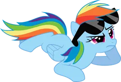 Size: 1024x697 | Tagged: safe, artist:okaminekowiesel, derpibooru import, rainbow dash, pegasus, pony, lesson zero, season 2, .svg available, female, g4, image, mare, missing cutie mark, png, simple background, sunglasses, transparent background, vector