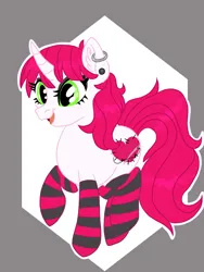 Size: 1500x2000 | Tagged: safe, artist:annuthecatgirl, derpibooru import, oc, oc:chigs, pony, unicorn, clothes, curved horn, horn, image, png, socks, striped socks