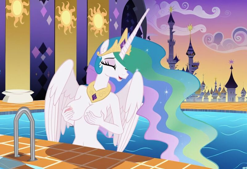 Size: 1216x832 | Tagged: questionable, ai content, machine learning generated, stable diffusion, princess celestia, alicorn, anthro, backyard, breast fondling, busty princess celestia, canterlot castle, exhibitionism, eyes closed, flirty, horny, image, inviting, jpeg, lounge chair, night, nudity, pinup, poolside, seductive pose, sexy, skinny dipping, smiling, solo, standing, swimming pool