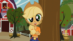 Size: 1280x720 | Tagged: safe, artist:skill:draw, derpibooru import, applejack, human, 2014, animated, applelicious, artifact, female, g4, humanized, image, looking at you, meme, old art, old video, solo, sweet apple acres, twilightlicious, webm, youtube, youtube link, youtube source, youtube video