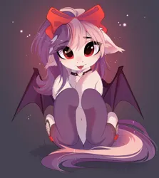 Size: 3624x4070 | Tagged: safe, artist:empress-twilight, derpibooru import, oc, oc:sweet velvet, unofficial characters only, bat pony, pony, :p, bow, choker, clothes, cute, female, hair bow, image, jpeg, mare, socks, solo, spread wings, tongue out, wings