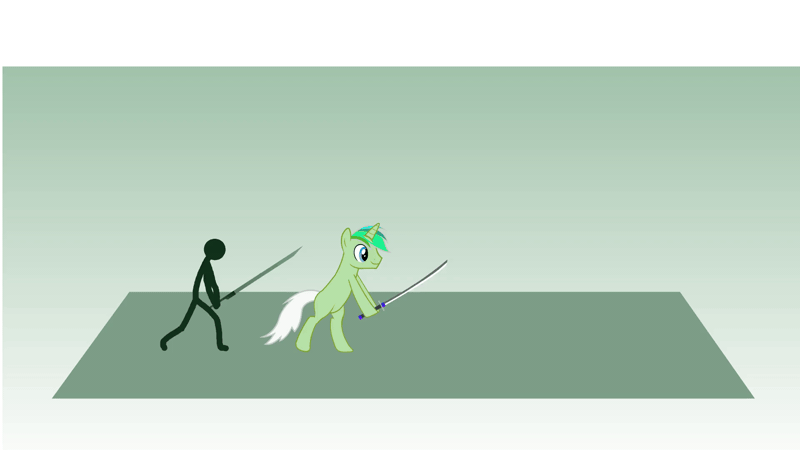 Size: 1920x1080 | Tagged: safe, artist:lelnn_189, derpibooru import, oc, unofficial characters only, :c, animated, frown, gif, gradient background, image, stick figure, sword, testing, weapon