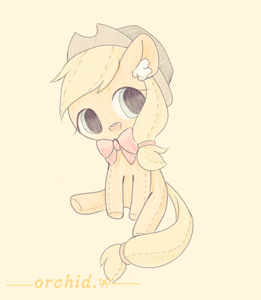 Size: 1286x1477 | Tagged: safe, artist:orchidlanlan738, derpibooru import, applejack, earth pony, pony, cute, image, plushie, png, solo