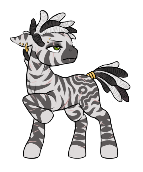 Size: 1088x1311 | Tagged: safe, alternate version, artist:multiverseequine, derpibooru import, oc, oc:zuberi, unofficial characters only, pony, zebra, derpibooru exclusive, ear piercing, eye scar, eyebrow piercing, facial scar, frown, full body, futa, futa oc, green eyes, image, intersex, jewelry, looking back, piercing, png, raised hoof, ring, scar, simple background, solo, striped mane, stripes, tail, tail ring, transparent background, zebra oc