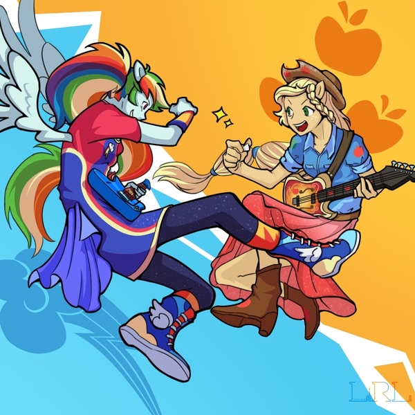 Size: 1000x1000 | Tagged: safe, artist:chaomeinaixindebaojiangwan252, derpibooru import, applejack, rainbow dash, human, equestria girls, g4, image, jpeg