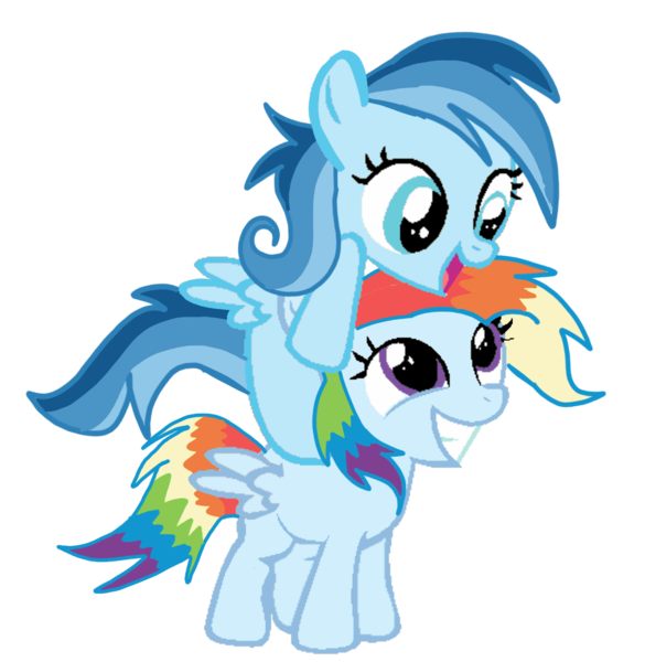 Size: 2477x2540 | Tagged: safe, derpibooru import, oc, oc:ragtag, oc:shooting star, pegasus, pony, female, filly, foal, image, offspring, parent:rainbow dash, parent:soarin', parents:soarindash, png, siblings, simple background, transparent background, twins