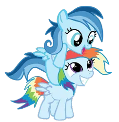 Size: 2477x2540 | Tagged: safe, derpibooru import, oc, oc:ragtag, oc:shooting star, pegasus, pony, female, filly, foal, image, offspring, parent:rainbow dash, parent:soarin', parents:soarindash, png, siblings, simple background, transparent background, twins