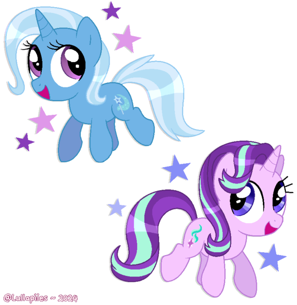 Size: 827x850 | Tagged: safe, artist:lullapiies, derpibooru import, starlight glimmer, trixie, unicorn, female, g4, horn, image, lesbian, png, shipping, simple background, startrix, transparent background