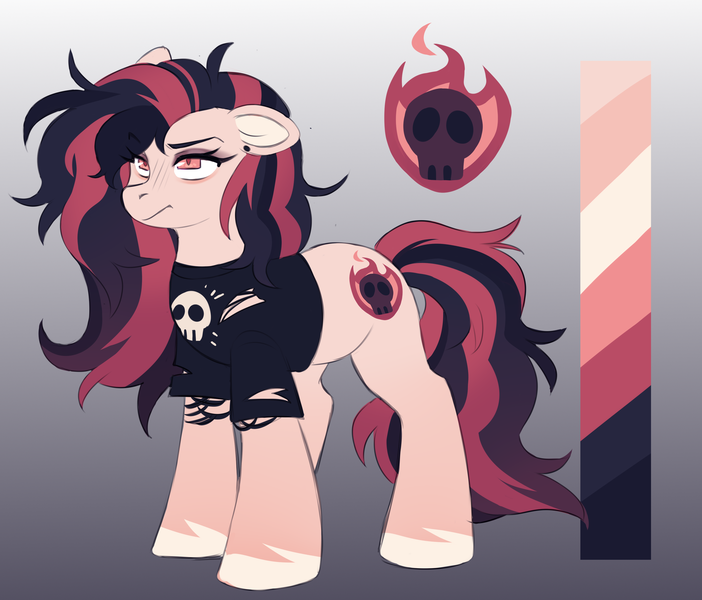 Size: 3140x2684 | Tagged: safe, artist:cheekipone, derpibooru import, oc, oc:melody heartburn, unofficial characters only, earth pony, clothes, earth pony oc, goth, image, png, reference sheet, shirt, t-shirt