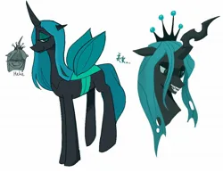 Size: 1990x1538 | Tagged: safe, artist:yellowballon, derpibooru import, queen chrysalis, changeling, changeling queen, pony, bust, female, image, jpeg, mare, portrait, simple background, solo, text, white background
