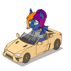 Size: 1668x1668 | Tagged: safe, artist:zeroonesunray, derpibooru import, oc, bat pony, car, commission, female, image, png, solo, your character here