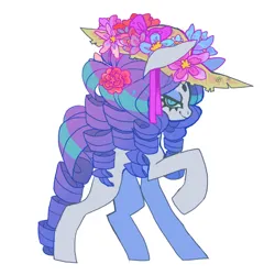 Size: 850x850 | Tagged: safe, artist:cutesykill, derpibooru import, rarity, pony, unicorn, alternate hairstyle, alternate tailstyle, beanbrows, big ears, blue eyes, eyebrows, eyeshadow, female, flower, flower in hair, g4, hat, horn, image, lidded eyes, long legs, long mane, long tail, looking at you, makeup, mare, missing cutie mark, narrowed eyes, png, profile, purple mane, purple tail, raised hoof, ringlets, simple background, smiling, smiling at you, solo, standing, straw hat, sun hat, tail, tall ears, thick eyelashes, white background, white coat