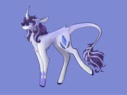 Size: 2048x1535 | Tagged: safe, artist:rad_parrot, derpibooru import, rarity, pony, unicorn, alternate design, blue background, chest fluff, curved horn, ear piercing, earring, female, g4, horn, image, jewelry, jpeg, leonine tail, mare, piercing, simple background, solo, tail, twitterina design