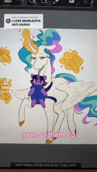 Size: 540x960 | Tagged: safe, artist:hiyacolly, derpibooru import, princess celestia, twilight sparkle, alicorn, pony, unicorn, alternate universe, animated, baby carrier, cape, clothes, curved horn, dress, duo, ear piercing, earring, female, filly, foal, headdress, horn, horn jewelry, image, jewelry, magic, mare, momlestia, parent:princess celestia, piercing, simple background, telekinesis, unicorn twilight, webm, white background