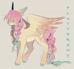 Size: 1664x1546 | Tagged: safe, artist:tiggs2_0, derpibooru import, fluttershy, pegasus, pony, alternate design, female, g4, image, jpeg, mare, simple background, solo, spread wings, wings