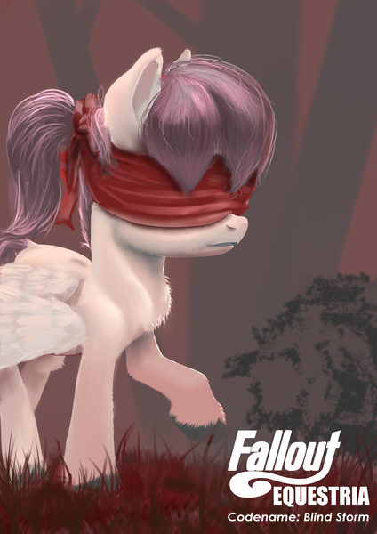 Size: 2480x3508 | Tagged: safe, artist:skribbler84, derpibooru import, oc, unofficial characters only, pegasus, pony, fallout equestria, fanfic, blindfold, fanfic art, fanfic cover, female, image, jpeg, mare, solo