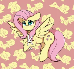 Size: 2008x1899 | Tagged: safe, artist:taurson, derpibooru import, angel bunny, fluttershy, pegasus, pony, rabbit, abstract background, animal, cute, female, g4, image, jpeg, mare, shyabetes, signature, smiling, spread wings, tail, wings