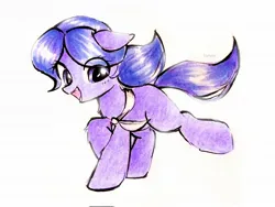 Size: 2048x1536 | Tagged: safe, artist:liaaqila, derpibooru import, oc, oc:meadows, unofficial characters only, earth pony, pony, female, galloping, image, jpeg, mare, neckerchief, solo, traditional art