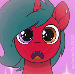 Size: 2000x1958 | Tagged: safe, alternate version, artist:selenophile, derpibooru import, oc, oc:crimson malibu, unofficial characters only, pony, unicorn, alternate character, animated, commission, dilated pupils, gif, horn, image, looking at you, open mouth, solo, unicorn oc, ych result
