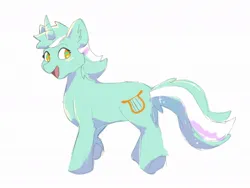 Size: 1080x810 | Tagged: safe, artist:4803045255, derpibooru import, lyra heartstrings, pony, unicorn, female, horn, image, jpeg, mare, open mouth, simple background, smiling, solo, white background