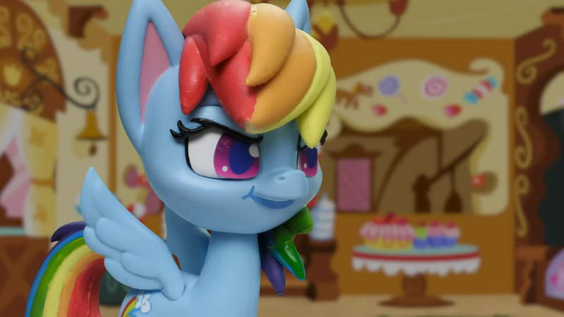 Size: 1920x1080 | Tagged: safe, derpibooru import, screencap, rainbow dash, pegasus, pony, my little pony: pony life, my little pony: stop motion short, cute, determined, g4, image, png, solo, sugarcube corner