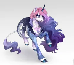 Size: 2061x1806 | Tagged: safe, artist:sparkling_light, derpibooru import, oc, unofficial characters only, pony, unicorn, cloud pattern, constellation freckles, eyebrow piercing, female, freckles, horn, horn ring, image, jewelry, jpeg, leonine tail, lip piercing, mare, piercing, ring, simple background, snake bites, solo, tail, white background