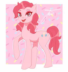 Size: 1880x2004 | Tagged: safe, artist:sanechkaa, derpibooru import, pinkie pie, earth pony, pony, alternate hairstyle, eyeshadow, female, heart, heart eyes, image, makeup, mare, open mouth, png, raised hoof, solo, wingding eyes