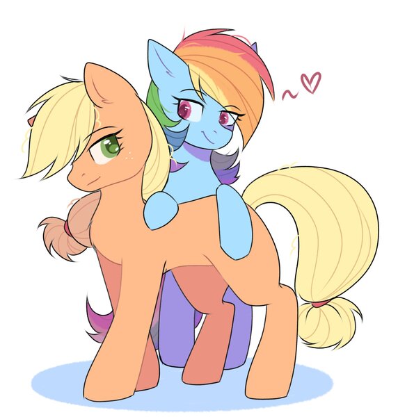 Size: 1907x1923 | Tagged: safe, artist:arllistar, derpibooru import, applejack, rainbow dash, earth pony, pegasus, pony, appledash, duo, duo female, female, image, jpeg, lesbian, looking at each other, looking at someone, mare, shipping, simple background, white background