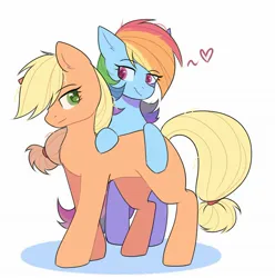 Size: 1907x1923 | Tagged: safe, artist:arllistar, derpibooru import, applejack, rainbow dash, earth pony, pegasus, pony, appledash, duo, duo female, female, image, jpeg, lesbian, looking at each other, looking at someone, mare, shipping, simple background, white background
